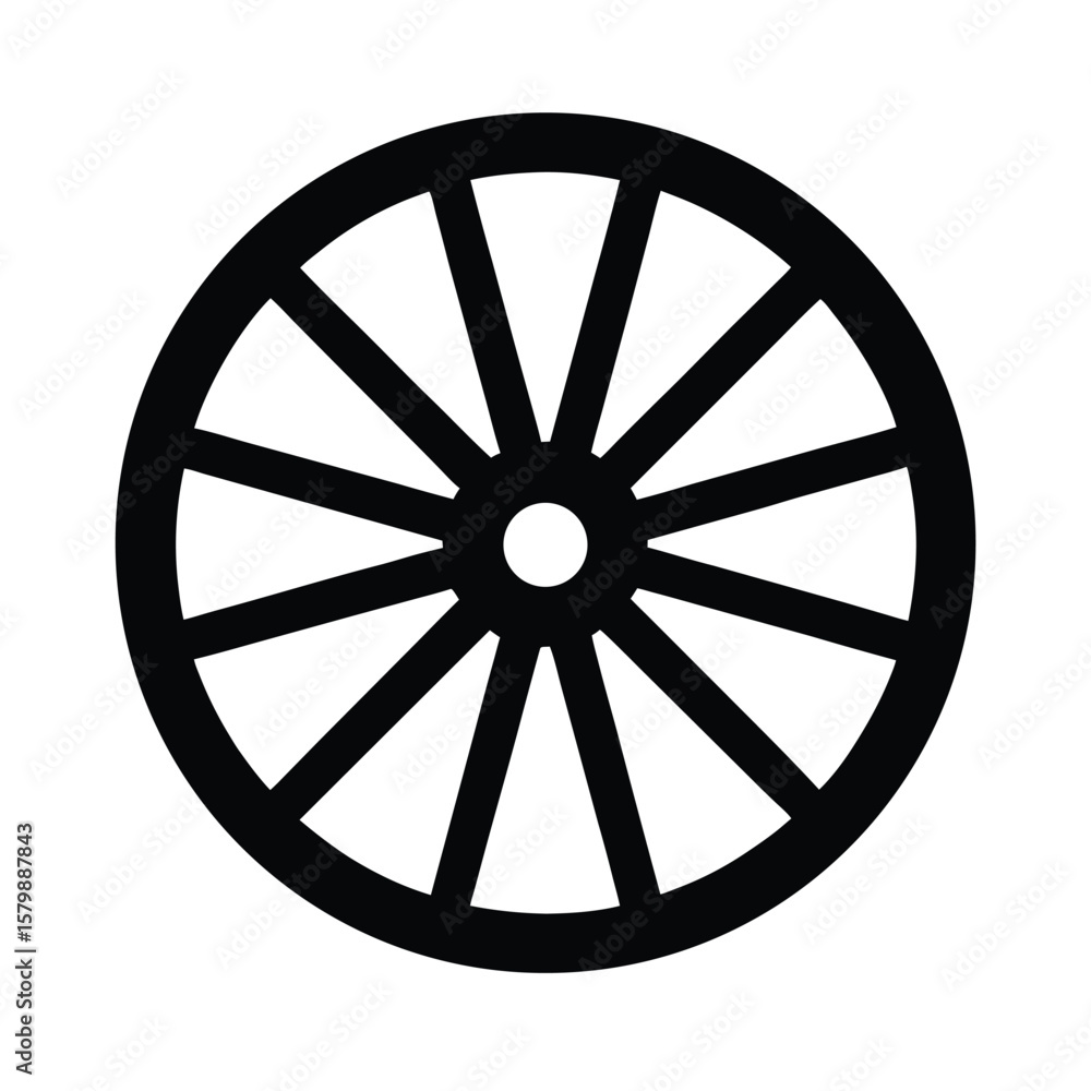 Fototapeta premium Wheel With Eight Spokes Icon Vector Illustration
