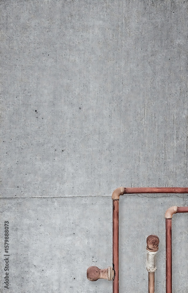 Pipes against a weathered concrete wall Pipes against a weathered concrete wall
