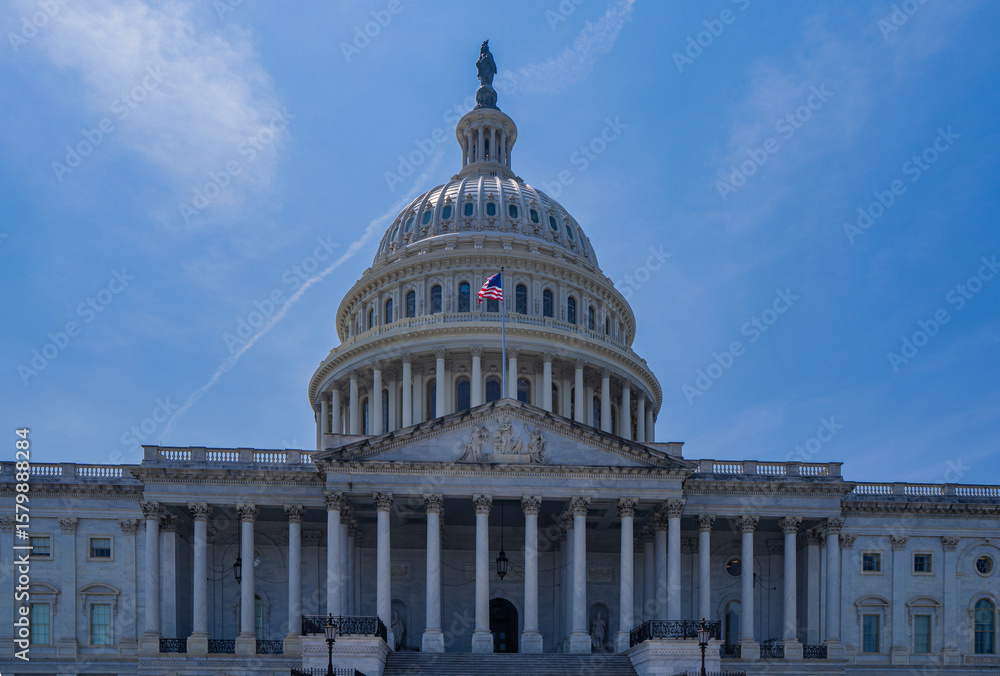 Fototapeta premium Capitol Building. Historic symbol of American democracy. United States Congress in Washington, DC. The Capitol dome over Capitol Hill. Federal government in the nation's capital.