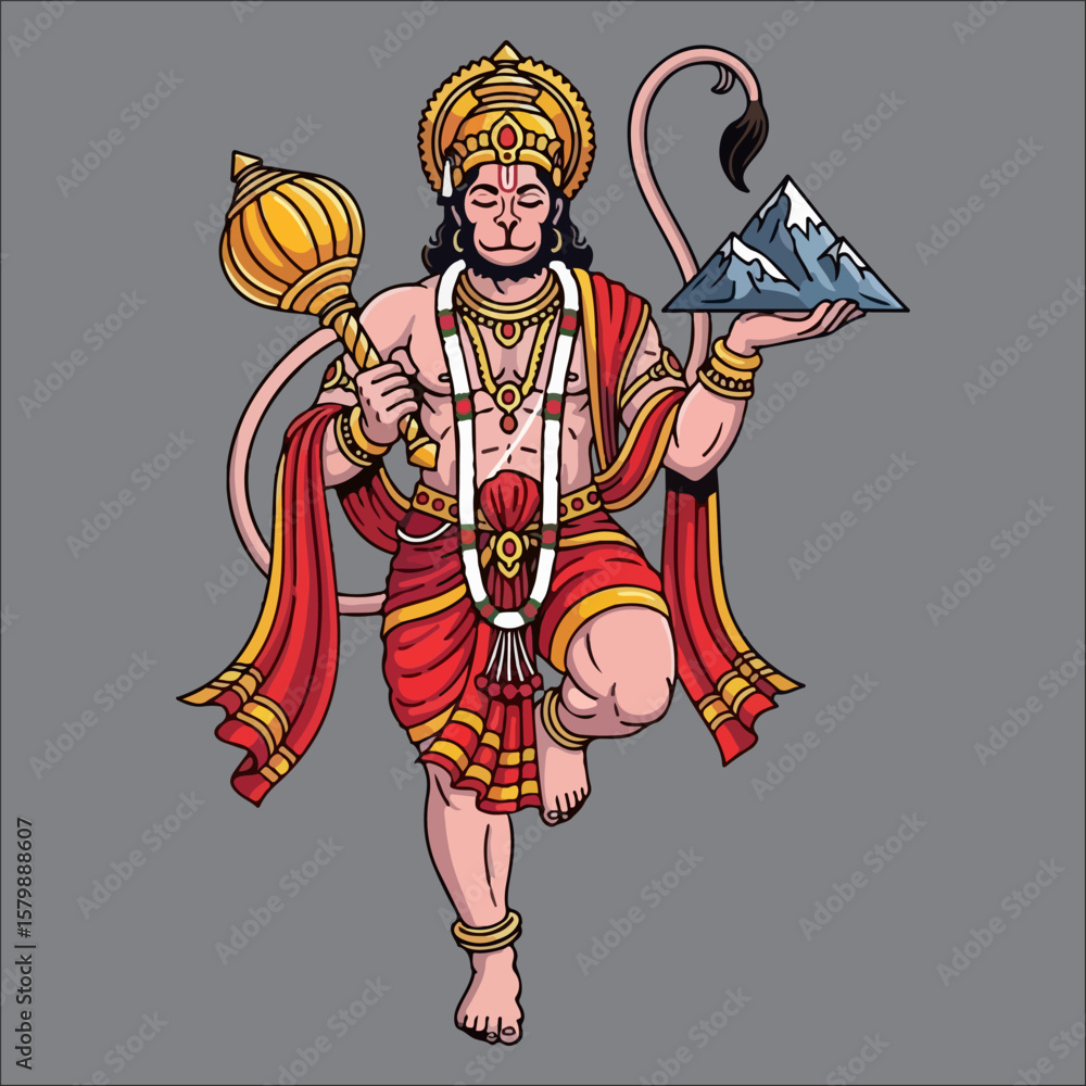 Obraz premium god hanuman vector