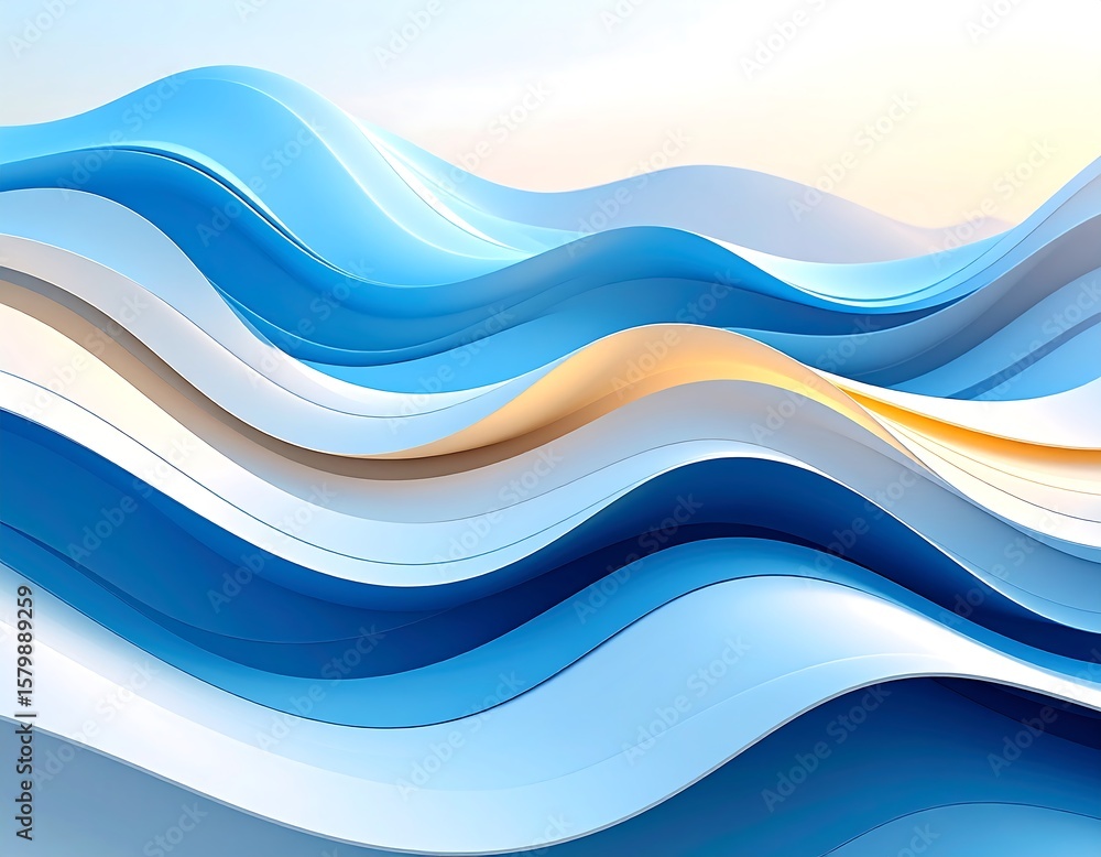 Obraz premium Abstract wavy blue and gold design
