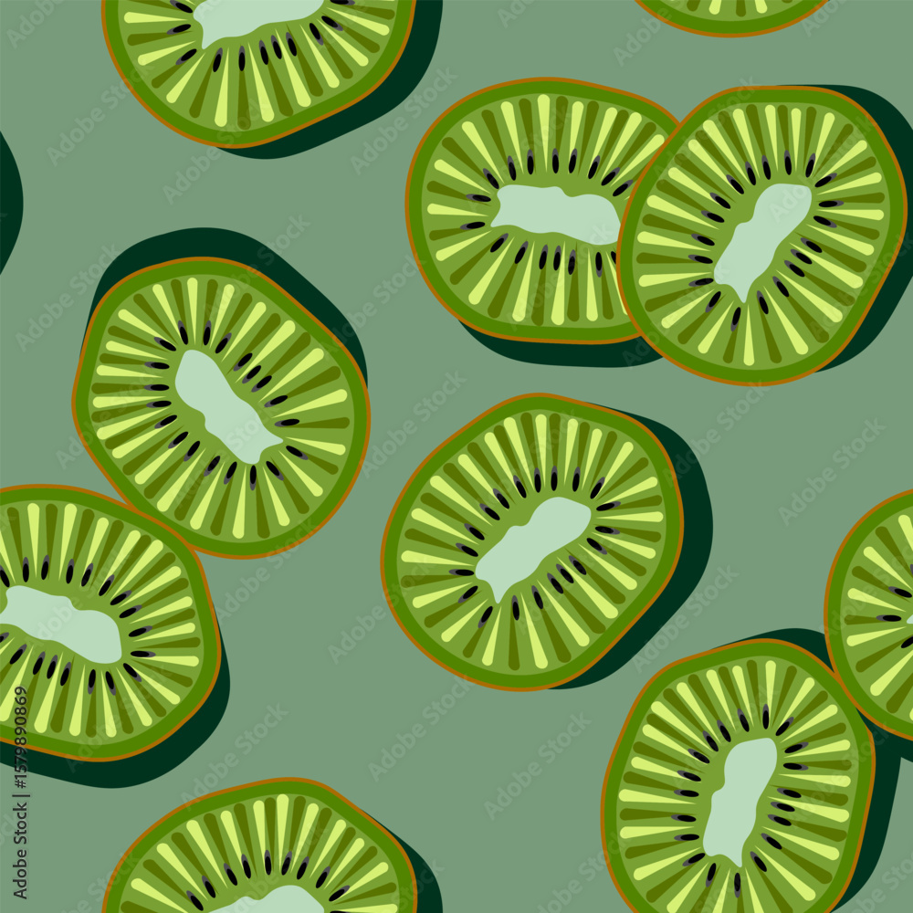 Fototapeta premium seamless pattern of kiwi in section