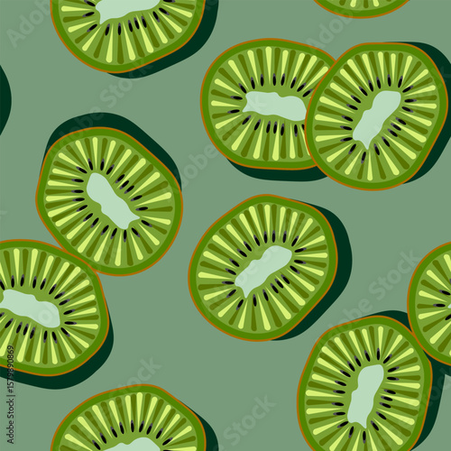 seamless pattern of kiwi in section