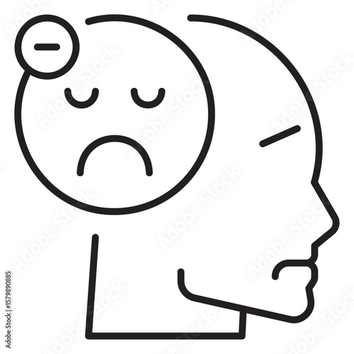 Head Feeling Negative Thinking Line Icon