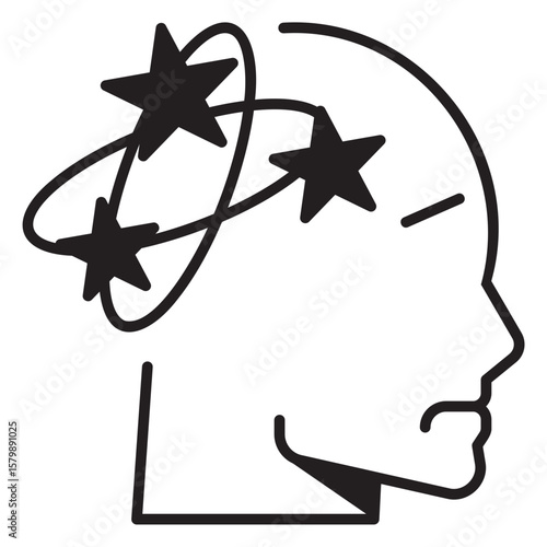 Head Feeling Dizziness Black Fill Icon