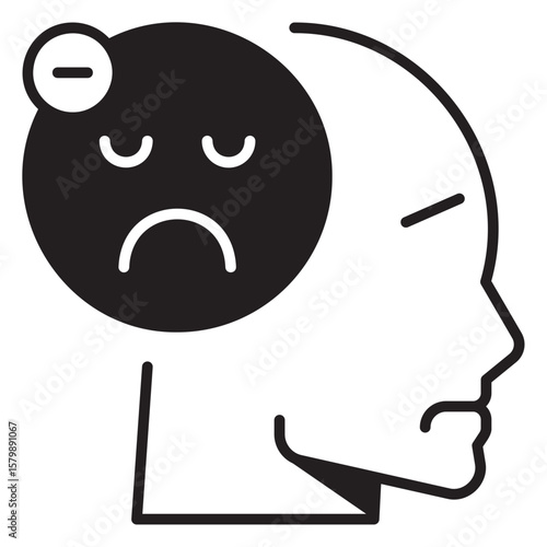 Head Feeling Negative Thinking Black Fill Icon