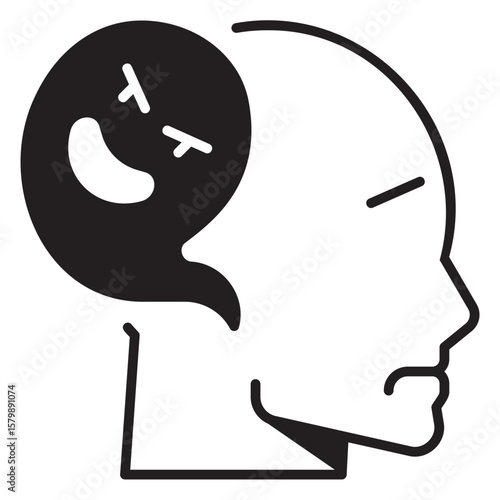 Head Feeling Schizophrenia Black Fill Icon