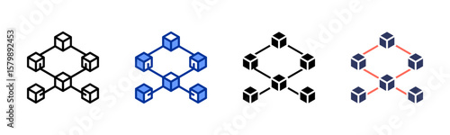 Blockchain icon sheet multiple style collection