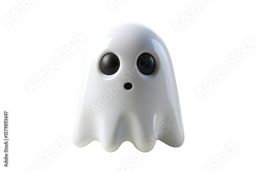 Cute Cartoon Ghost Character on Transparent Background