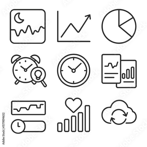 Icons line vector graph insight time data icon logged recovery sleep