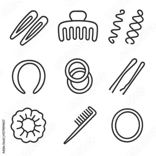 Vector elastic pins sectioning women ring bobby styling icon clip headband s