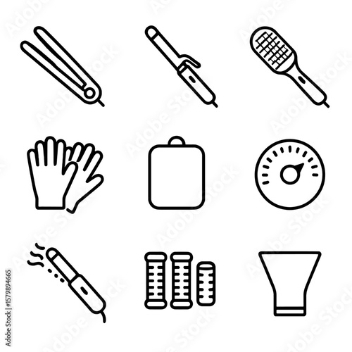 Styling heat icon attachment icons nozzle vector steam gloves hot brush mat