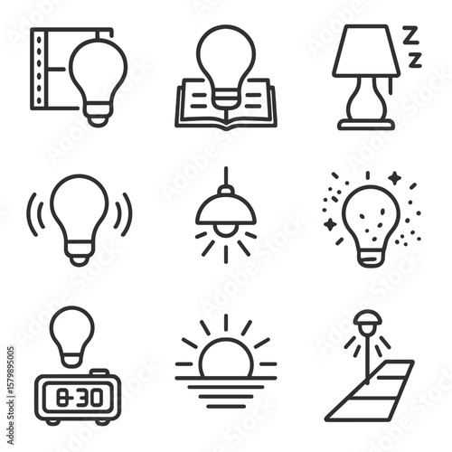 Mood mode light movie vector sleep party smart lamp bulb icon