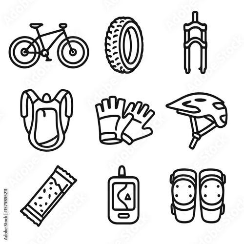 Vector snack mountain pads wide hydration icon visor knee bike trail gear