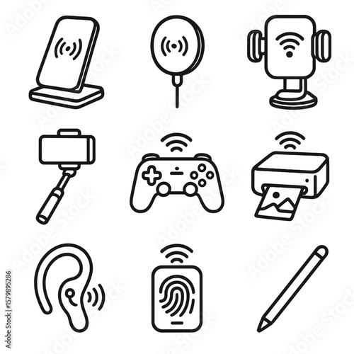 Charger charging stand selfie icon icons printer vector wireless accessories hook photo