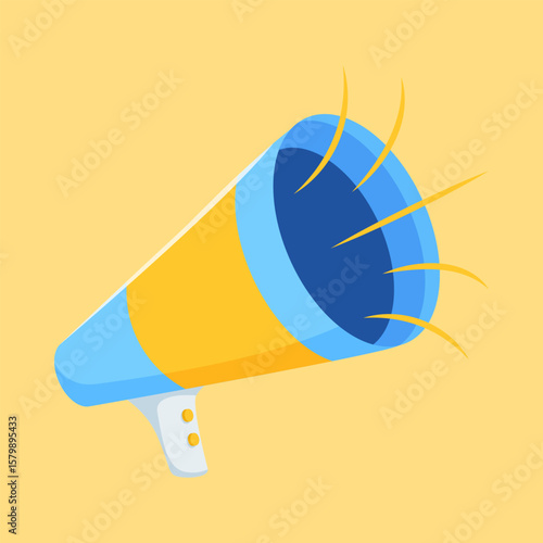 Megaphone Icon: An eye-catching illustration of a megaphone against a vibrant backdrop, perfect for representing announcements and calls for attention.