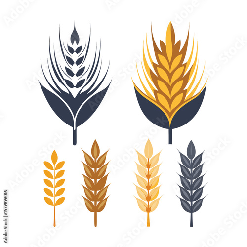 Golden wheat ears, a natural vector illustration for agriculture and food design