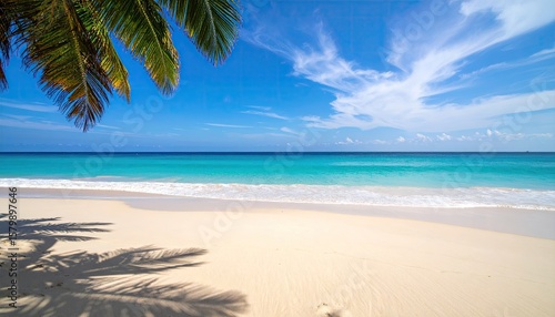 Wallpaper Mural Tropical beach scene under a vibrant sky Torontodigital.ca