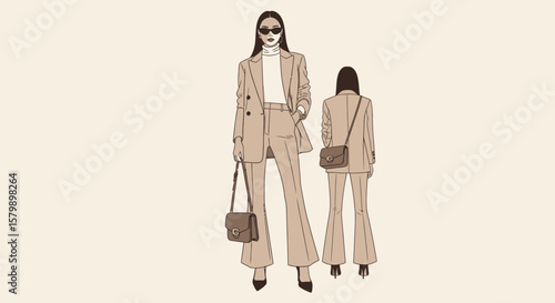 Flat vector Girl Model – Korean Office Street Look