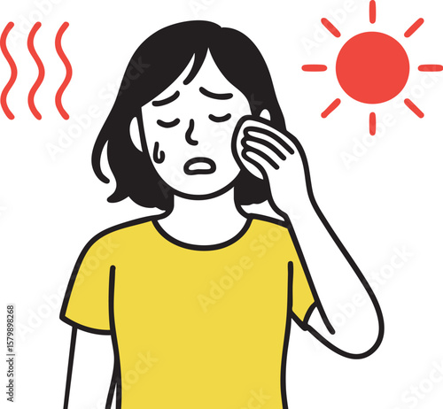 더위에 힘들어 하는 여성