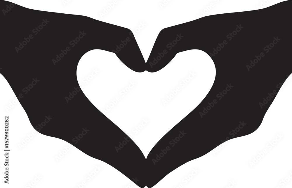 Fototapeta premium Two hands forming a heart shape against a white background silhouette