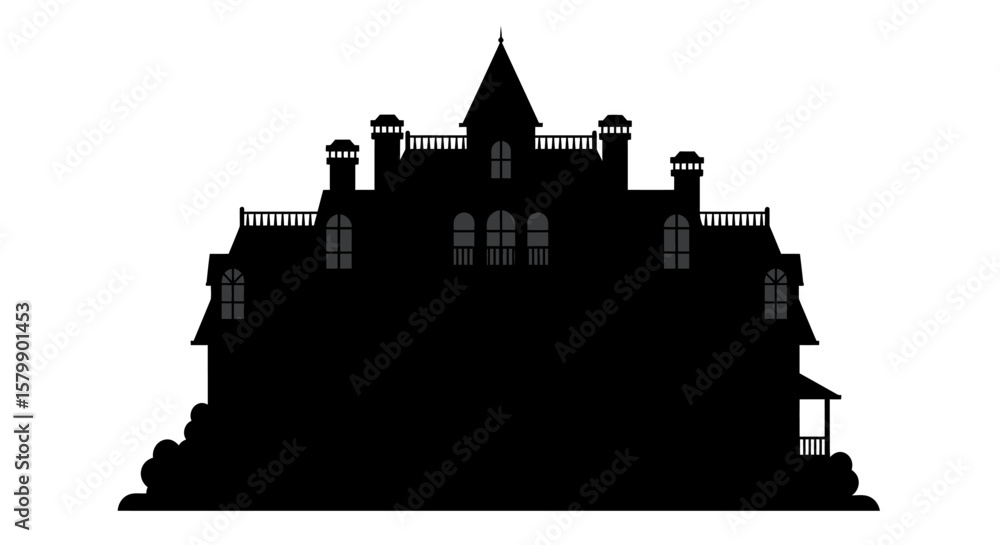 Fototapeta premium Black Silhouette House Icons 