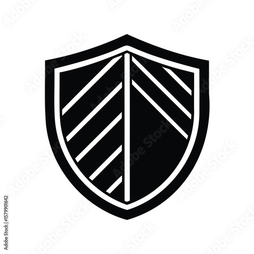 Monochrome shield with geometric elements for heraldry or security design needs
