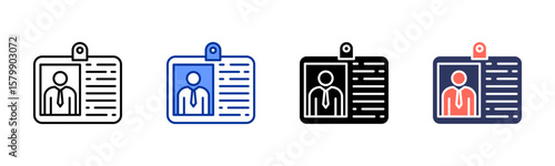 Id Card icon sheet multiple style collection