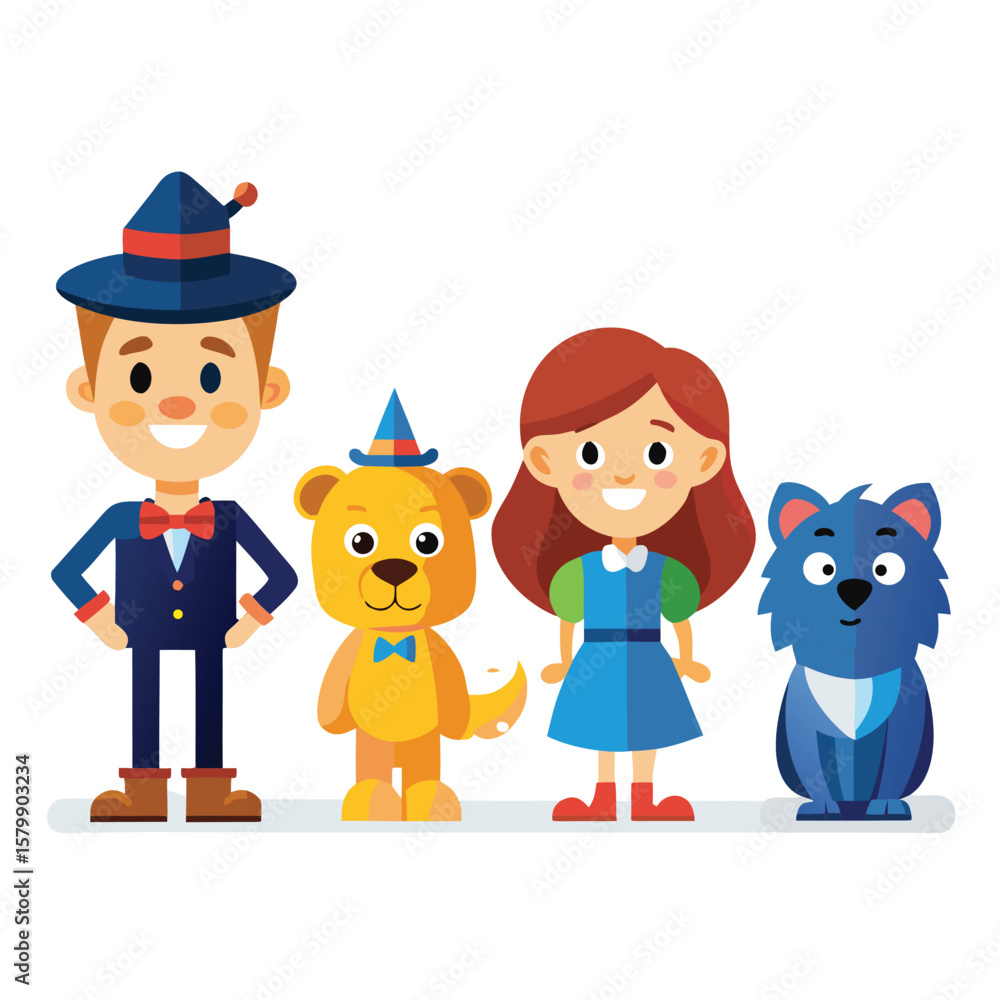A fun vector set featuring diverse cartoon children, people, and their pet animals like dogs, cats, bears, and rabbits A fun vector set featuring diverse cartoon children, people, and their pet animals like dogs, cats, bears, and rabbits