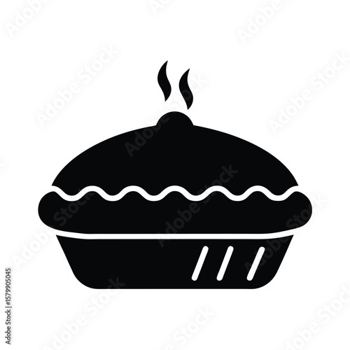 Pie With Steam And Scalloped Crust Icon Vector Illustration