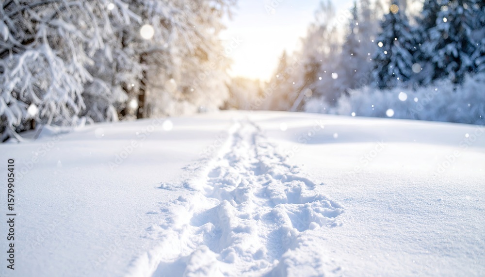 Fototapeta premium Snowy path through forest