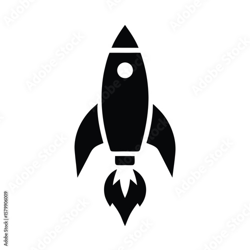 Rocket With Fins And Flame Icon Vector Illustration