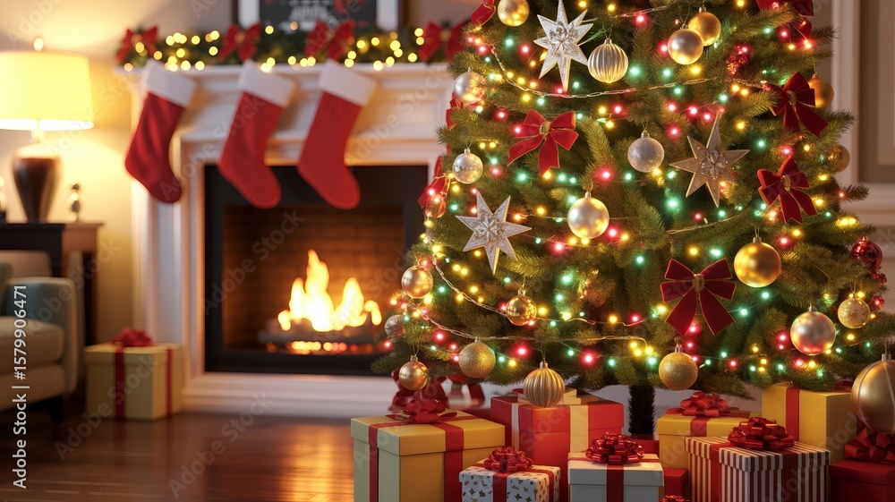 Fototapeta premium Cozy holiday living room
