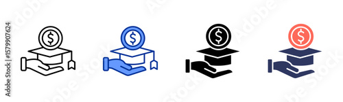 Scholarship icon sheet multiple style collection
