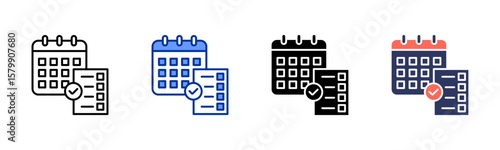 Schedule icon sheet multiple style collection