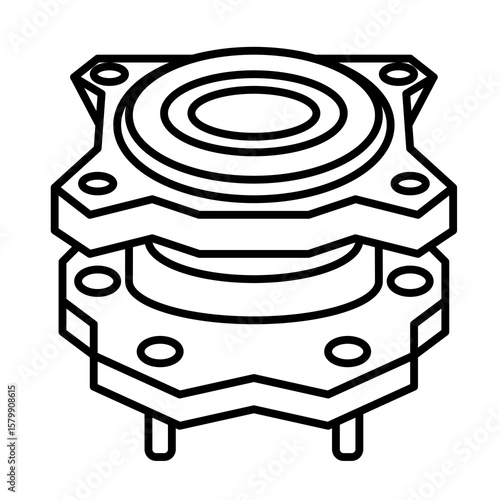 Single car spare part clean line icon mechanic outline element abstract symbol for vehicle service garage workshop maintenance
