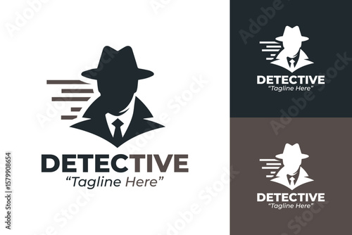 Sleek Detective Logo in Dark Brown and Black for Professional Investigative Branding
