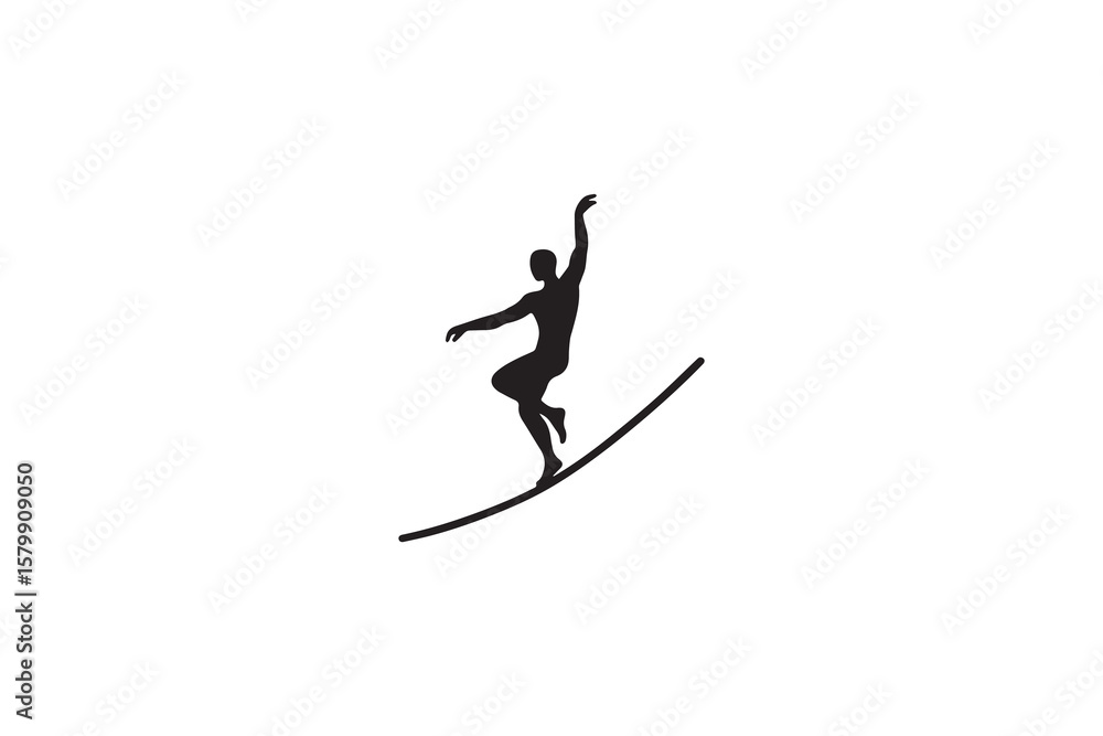 Naklejka premium Minimalist Silhouette of a Man Surfing on a Wave Isolated on White Background Featuring a Clean and Modern Design silhouette