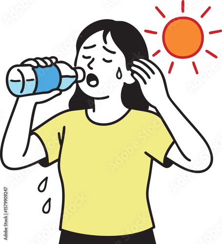 더위에 힘들어 하는 여성