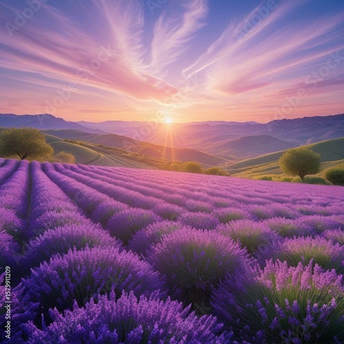lavender field at sunset