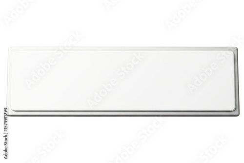 Blank white rectangular magnetic name tag for conferences isolated on a transparent background