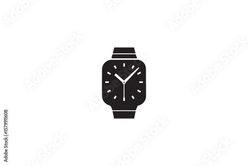 Modern Smartwatch Silhouette Icon with Square Face and Minimalist Design Perfect for Timekeeping and Technology Concepts silhouette