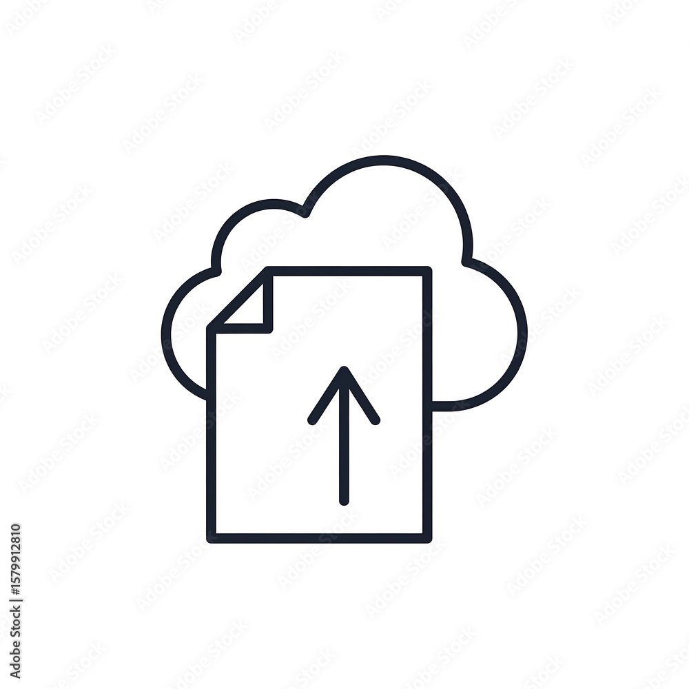 CloudBased File Upload Icon with Upward Arrow. CloudBased File Upload Icon with Upward Arrow.