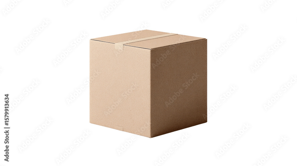 A cardboard box is sitting on a white background A cardboard box is sitting on a white background