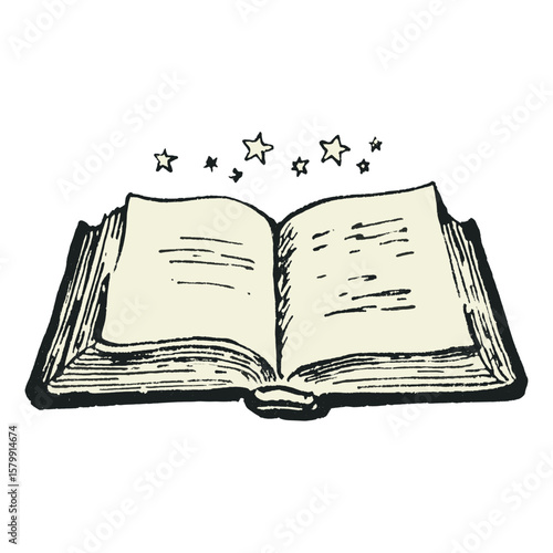 Opened book stars open illustration vector