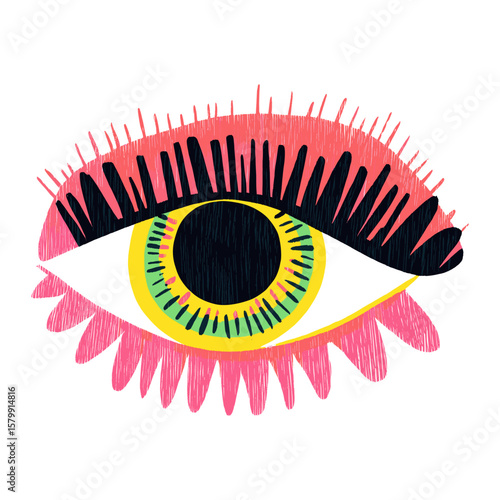 Pink eye lens vibrant art illustration vector