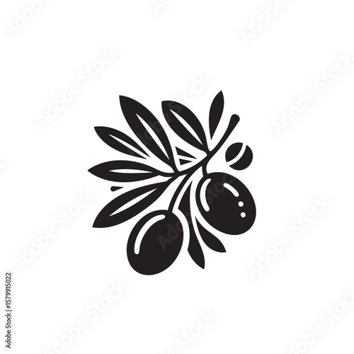Olive black and white silhouette icon
