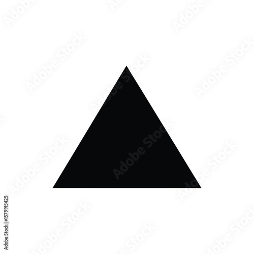 Solid Black Equilateral Triangle Shape on Clean White Background Geometric Design