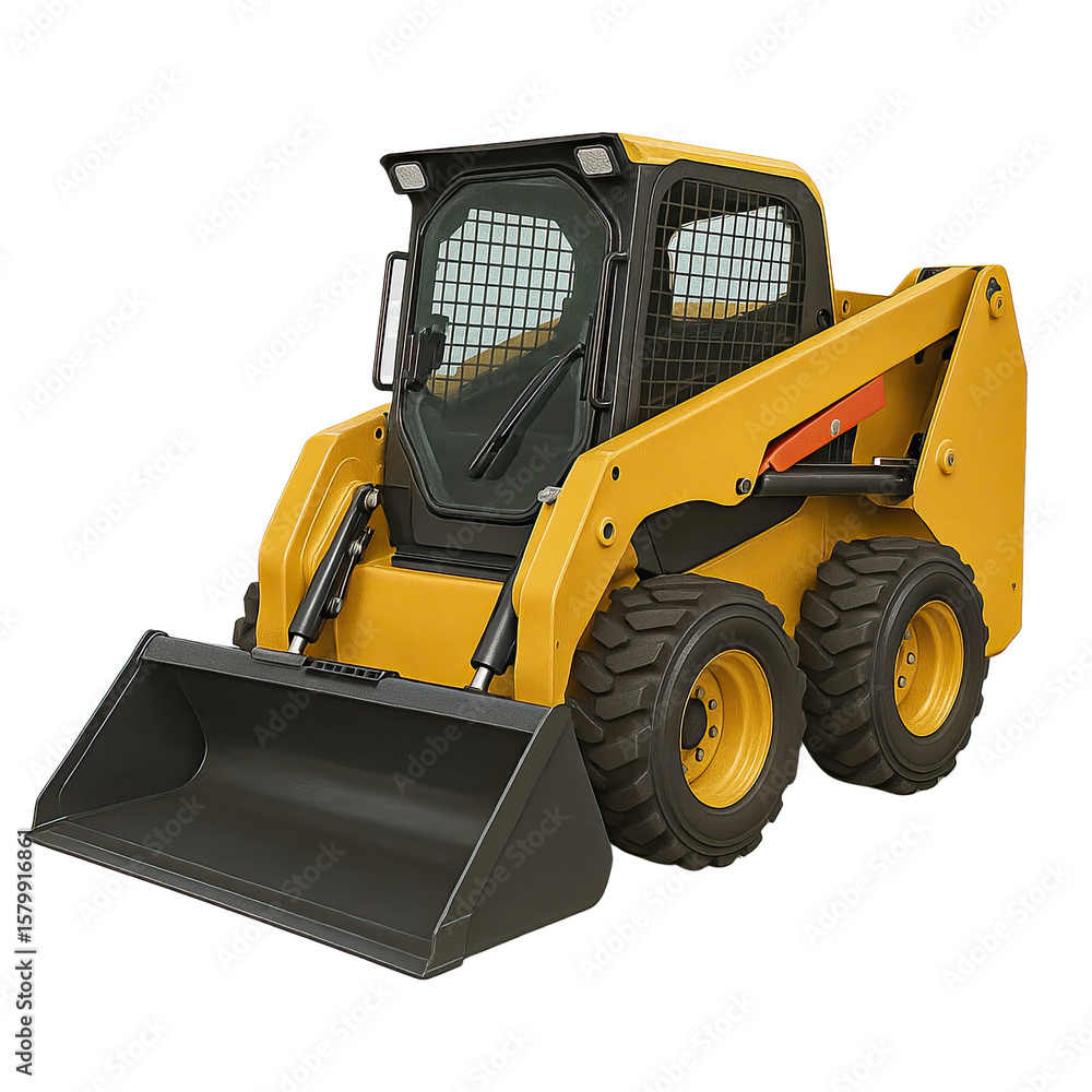 Fototapeta premium Isolate Transparent A compact and powerful skid steer loader designed for construction and landscaping projects. PNG Die-Cut