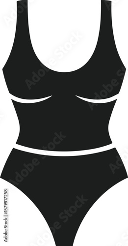Cut-Out Swimsuit Silhouette – Stylish One-Piece Swimwear Vector Illustration